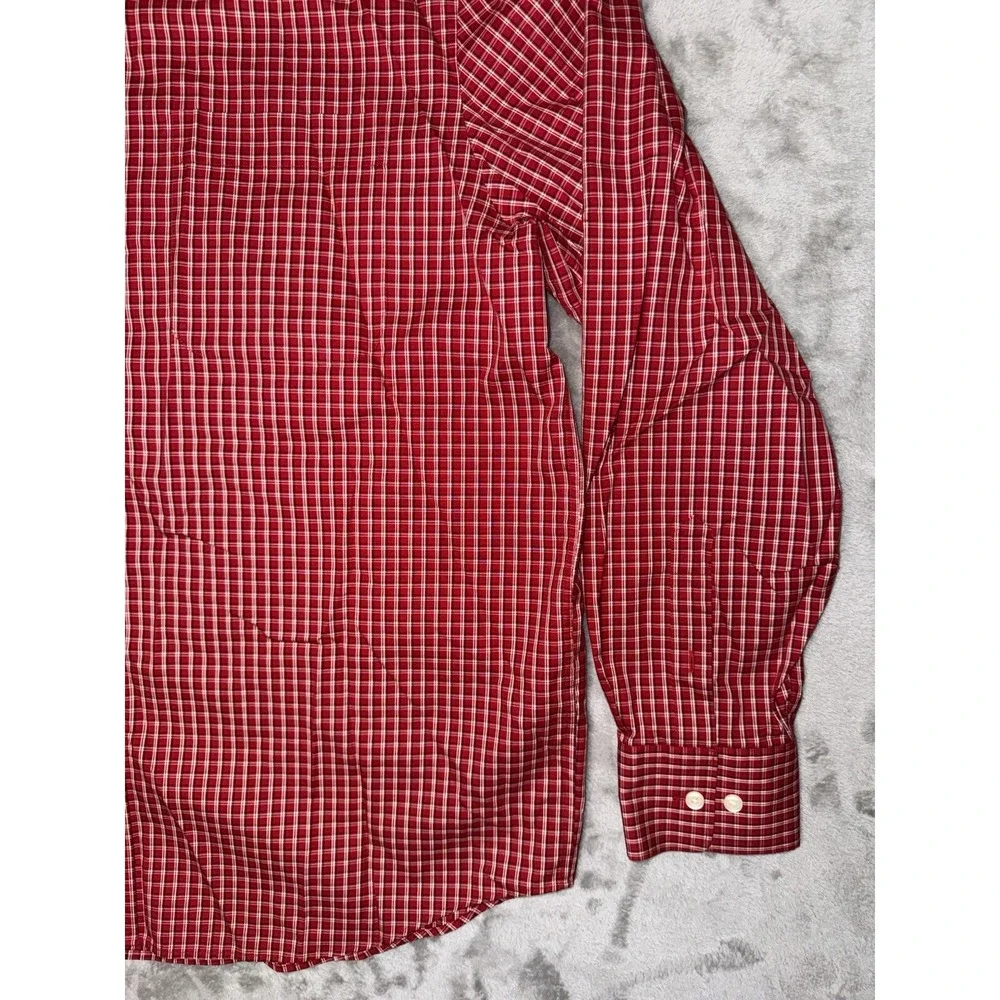 Eddie Bauer‎ Mens Shirt L Red Plaid Wrinkle Resistant Button Down Chest Pocket